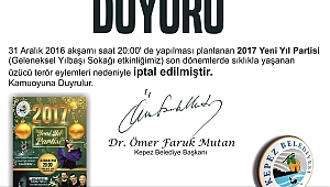 Kepez Belediyesi Yeni Yıl Partisini İptal Etti