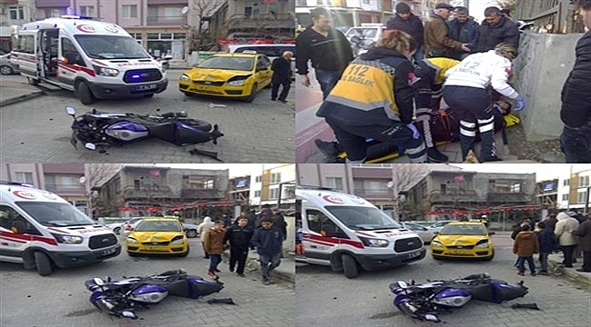 Ticari Taksi İle Motosiklet çarpıştı. 1 yaralı var
