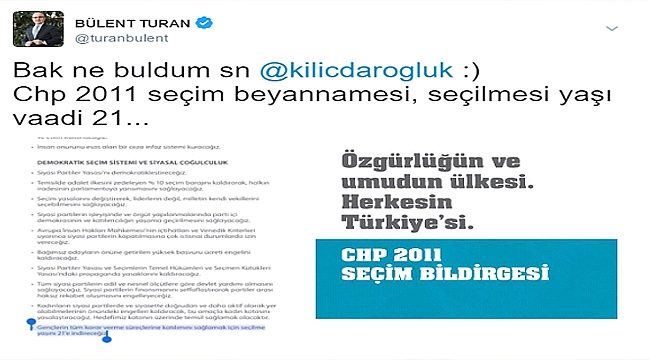 Bülent Turan, Kemal Kılçdaroğlu'nu CHP'nin seçim beyannamesiyle vurdu.
