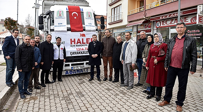 Çan Belediyesi'nden Halepe uzanan yardım eli yola çıktı