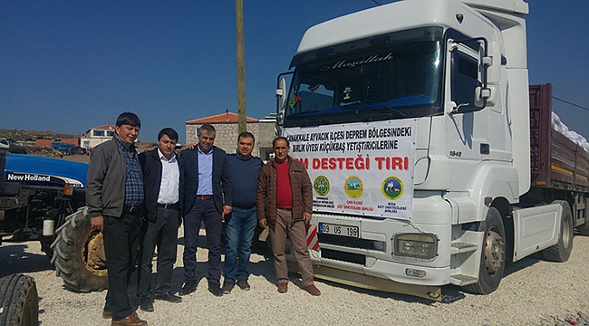 Çan süt üreticileri birliğinden depremzede besicilere yem desteği