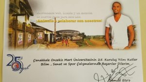 Yıldız futbolcudan ÇOMÜ'ye kutlama