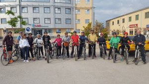 Bisikletçiler Biga Nilüfer Gölüne tur düzenledi