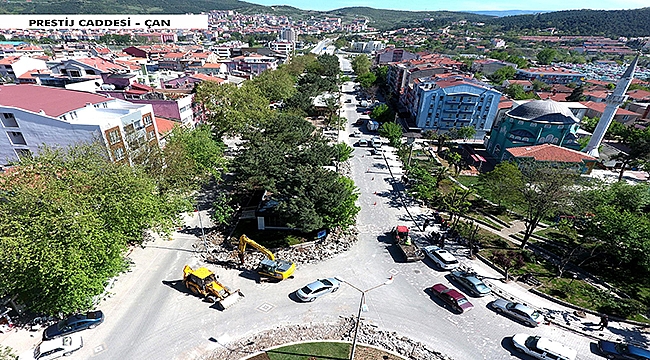 Çan Belediyesi prestij caddesini yeniliyor