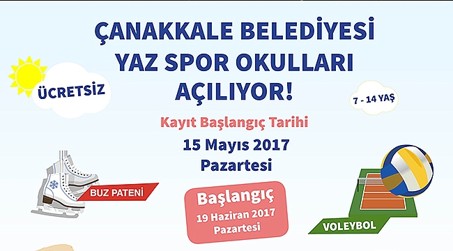 Çanakkale Belediyesi Yaz Spor Okulları İçin Kayıtlar Başlıyor…