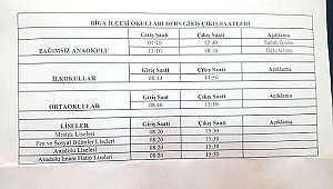 Biga'da Okul Giriş Çıkış Saatleri Değişti