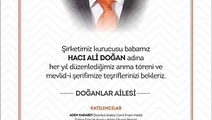 Hacı Ali Doğan'ın Anısına Mevlüt Okutulacak