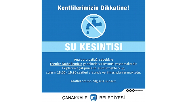 Esenler Mahallesi'nde Su Kesintisi...