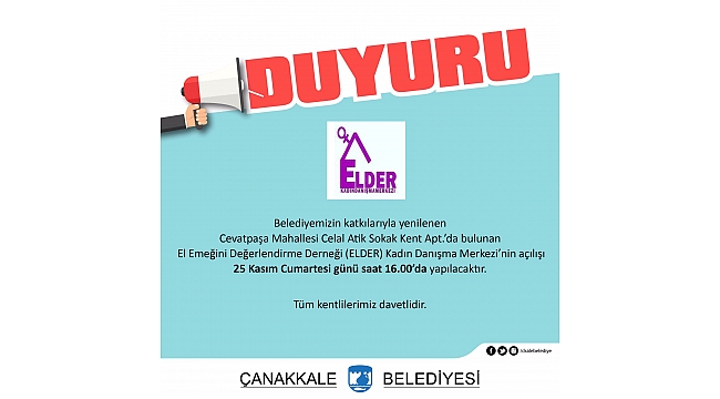 El Emeğini Değerlendirme Derneği(ELDER) Çanakkale'de Açılıyor...