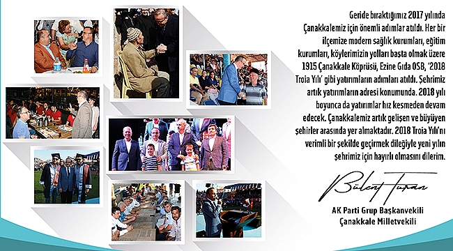 Ak Parti Grup Başkanvekili Çanakkale Milletvekili Bülent Turan Yeni yıl mesajı yayınladı