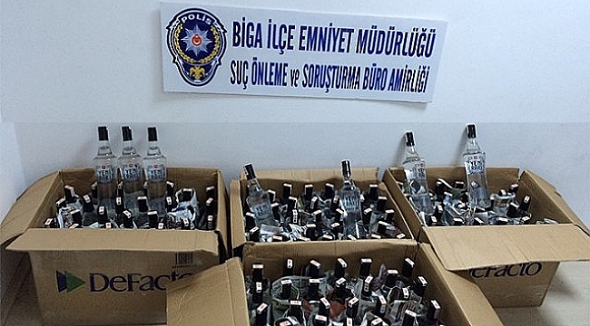 Biga'da 110 Şişe Kaçak İçki Ele Geçirildi