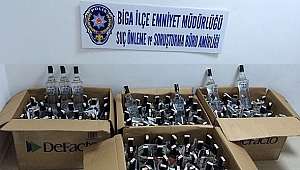 Biga'da 110 Şişe Kaçak İçki Ele Geçirildi