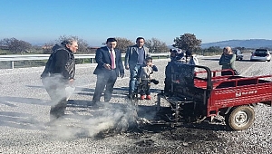 Araçları yanan vatandaşların yardımına AFAD koştu