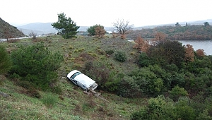 Yoldan çıktı, uçuruma yuvarlandı