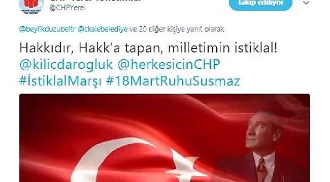 Çanakkale Belediyesinin Sosyal Medyadan Başlattığı İstiklal Marşı Kampanyasına Sosyal Medyadan Büyük Destek