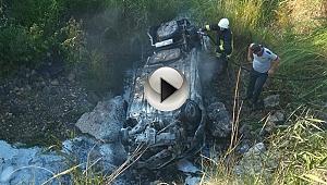 Biga'da otomobil yandı