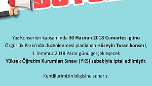 Hüseyin Turan Konserinin İptaline İlişkin Bilgilendirme...