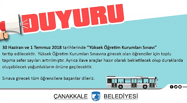 YKS İçin Ulaşım Önlemleri Alındı...