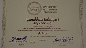 Çanakkale Belediyesine "A Plus" Ödül!