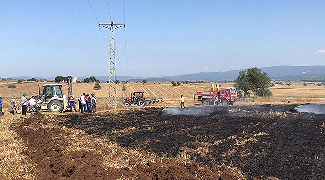 Kargadan çıktığı sanılan yangında 10 dönüm buğday tarlası yandı