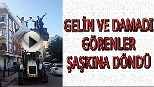 Kepçenin Üstünde Gelin ve Damat Gören Vatandaşlar Şaşkına Döndü