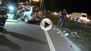 Karşı şeride geçen araç dehşet saçtı