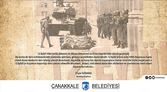 Belediye Başkanı Sayın Ülgür Gökhan'ın 12 Eylül Mesajı