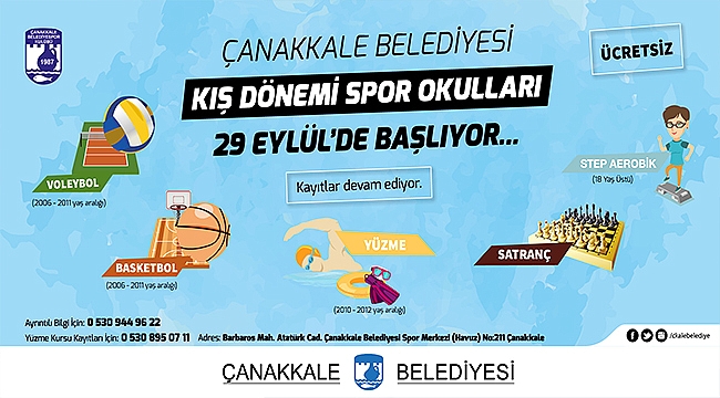 Çanakkale Belediyesi Kış Dönemi Spor Okulları Başlıyor