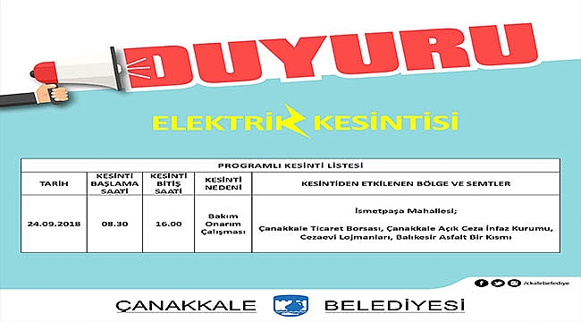 Dikkat! Elektrik Kesintisi