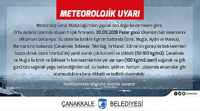 Meteorolojik Uyarı!