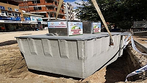 ÇAN BELEDİYESİNDEN ÇARŞI MERKEZİNE "YER ALTI ÇÖP KONTEYNERİ"