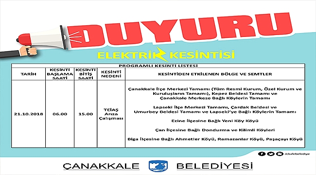 Dikkat Elektrik Kesintisi!
