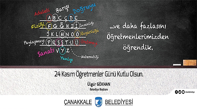 Belediye Başkanı Sayın Ülgür Gökhan'ın 24 Kasım Öğretmenler Günü Mesajı