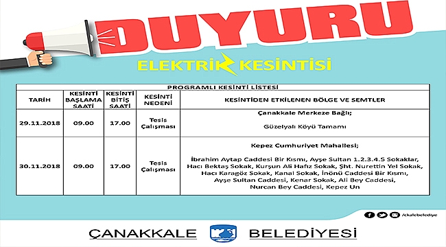 Dikkat Elektrik Kesintisi Var