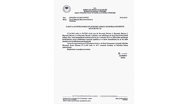 Sertifikalı Fidan Tescili Kabul Edildi