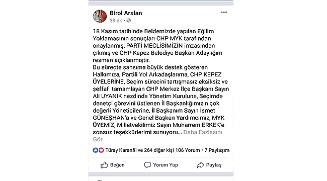 Birol Arslan'ın adaylığı da kesinleşti