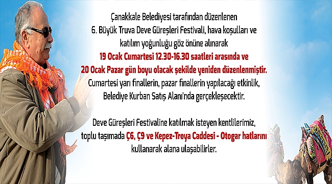 6. Büyük Truva Deve Güreşleri Festivali 19-20 Ocak Tarihlerinde Gerçekleşecek