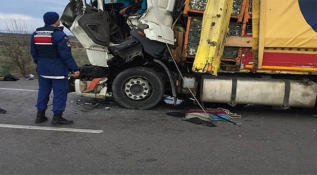 KOYUN SÜRÜSÜNE ÇARPMAMAK İÇİN FRENE BASAN TIRA BAŞKA TIR ÇARPTI!