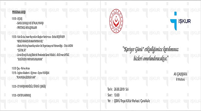 ÇANAKKALE İŞKUR GENÇLERİ KARİYER GÜNÜNE DAVET EDİYOR