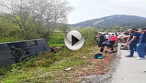 ASKERLERİ TAŞIYAN OTOBÜS KAZA YAPTI: 7 ASKER HAFİF YARALANDI