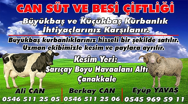 CAN SÜT VE BESİ ÇİFTLİĞİNDEN HİSSELİ KURBAN SATIŞLARI BAŞLADI
