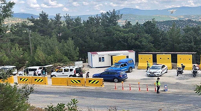 ÇANAKKALE'DE DRONE İLE HAVADAN TRAFİK DENETİMİ YAPILDI