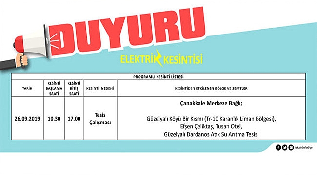 BELEDİYEDEN ELEKTRİK KESİNTİSİ UYARISI!