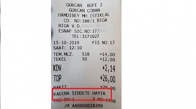 BİGA'DA YAZAR KASA FİŞİYLE KADINA YÖNELİK ŞİDDETE KARŞI MESAJ