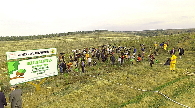 BİR NEFES OL KAMPANYASINDA LAPSEKİ'DE 25 BİN FİDAN DİKİLDİ