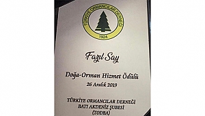 FAZIL SAY'A "DOĞA-ORMAN HİZMET ÖDÜLÜ"
