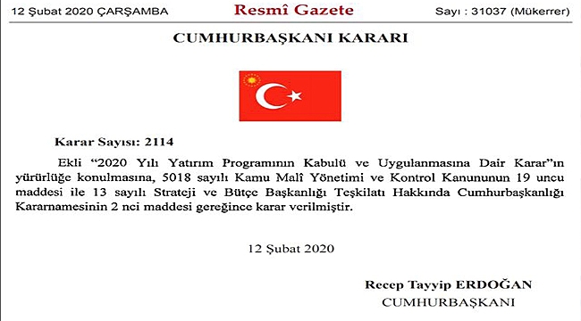 RESMİ GAZETEDE YAYIMLANDI