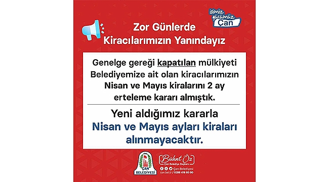BAŞKAN ÖZ; "ZOR GÜNLERDE KİRACILARIMIZIN YANINDAYIZ"