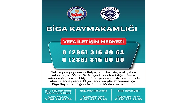 BİGA'DA 'VEFA İLETİŞİM MERKEZİ' DEVREDE