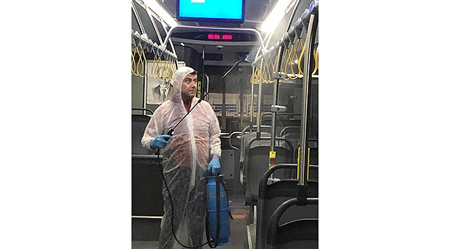 KENT İÇİ TOPLU TAŞIMA ARAÇLARINDA EKOLOJİK DEZENFEKTAN ÇALIŞMALARI DEVAM EDİYOR